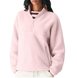 Veste polaire Sherpa unie à fermeture éclair quart de tour coupe-vent pour l'automne, coupe régulière, en polyester - Product Image 2
