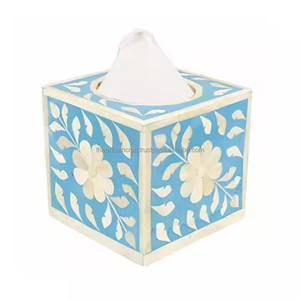 Caja de Pañuelos Decorativa de Diseño Moderno con Incrustaciones de Hueso, Estilo Clásico Ecológico, Hecha a Mano, Dispensador de Servilletas para el Hogar y Hoteles - Product Image 1