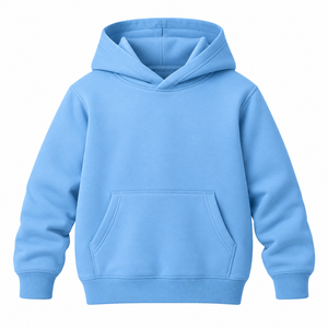 Unisex Blue <b>Hooded</b> <b>Fleece</b> Sweatshirt Regular Fit Casual Pullover Front Pocket Solid Color Knitted Eco-Friendly Breathable Winter - Product Image 4
