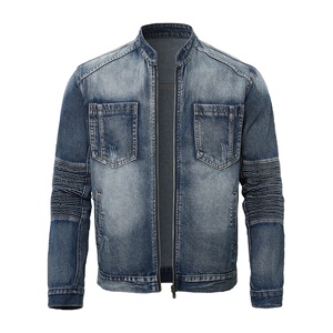 OEM Mens Vintage Biker Denim <b>Jacket</b> For Men Fashionable <b>Slim</b> <b>Fit</b> <b>Jacket</b> With Distressed Wash - Product Image 1