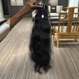 100% Extensions de cheveux crus vierges naturels Double trame ondulés cheveux humains indiens matière première aucun traité chimiquement 10A brut ondulé - Product Image 1