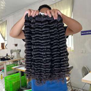 Vente en gros super bon marché extensions de cheveux vierges remy faisceaux ondulés de couleur naturelle à double tirage - Product Image 6