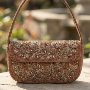 Sac à bandoulière brodé main Cactus Soleil, sac à main perlé thème désert, pochette mode femme en perles de rocaille, vente en gros - Product Image 6