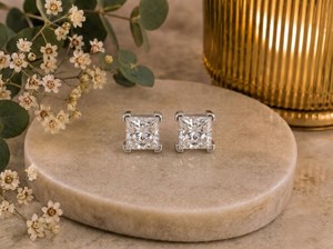 2CT Each Princess Cut Moissanite Solitaire <b>Stud</b> Earrings 925 <b>Sterling</b> <b>Silver</b> Fine Wedding Bridal Gift For Partners - Product Image 3