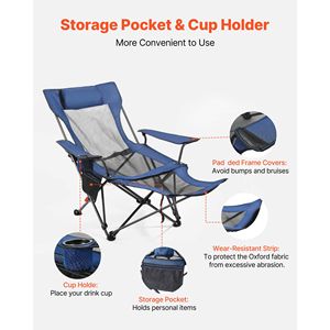 Sdraio Pieghevole Portatile con 4 Posizioni Regolabili, Sedia da Campeggio e Spiaggia in Rete con Poggiapiedi in Tessuto Oxford per Adulti - Product Image 6