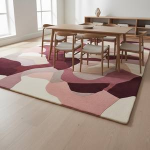Modern Abstract Area Rug in Burgundy Blush & Mauve | Geometric Living Room Floor <b>Carpet</b> Teppich Trendy Floor Decor <b>Carpet</b> - Product Image 1