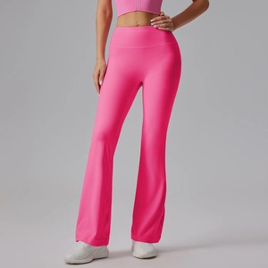Wholesale Ladies Crossover <b>Flare</b> Pants Soft Touch Gym <b>Leggings</b> High Waist Wide Leg Activewear Trousers - Product Image 4