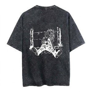 Camisetas Negras para Hombre con Logotipo Personalizado, las Más Vendidas, Estampadas, 100% Algodón, Lavado Ácido, Manga Corta, Estilo Vintage, Hombros Caídos - Product Image 2