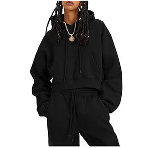 Chándal suelto de peso pesado de algodón 100% para mujer, pantalones de chándal de 2 piezas y sudadera con capucha, trajes gruesos para correr para Otoño e Invierno - Product Image 1