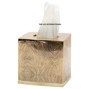 Boîte à mouchoirs carrée pour la maison, le bureau et la voiture, support de mouchoirs fini doré pour accessoires de table de luxe - Product Image 4