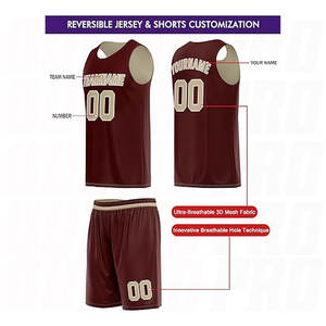 Uniforme de Baloncesto en Color Marrón y Beige, Material de Poliéster Antibacteriano, Conjunto de Camiseta y Pantalones Cortos Sublimados - Product Image 3