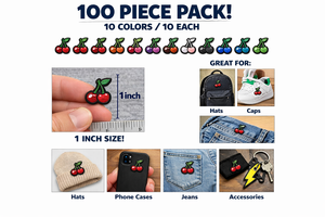 Mini Parches Termoadhesivos Bordados de Cereza, 10 Colores, 10 Unidades de Cada Color – Lindos Apliques DIY de Frutas para Ropa, Camisetas, Vestidos - Product Image 5