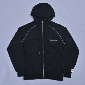 Chaqueta con Capucha Negra para Hombre Organ Buckley, con Cierre, Logotipo Bordado, Resistente al Viento, Informal, de Punto, de Algodón, Corte Holgado, Estampado Animal, para Invierno - Product Image 1