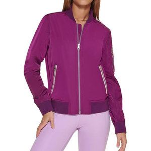 High Quality Custom <b>Women</b> <b>Lightweight</b> Purple <b>Bomber</b> <b>Jacket</b> Slim Fit Zip Up Varsity Flight <b>Jacket</b> Outdoor Athletic Streetwear - Product Image 1