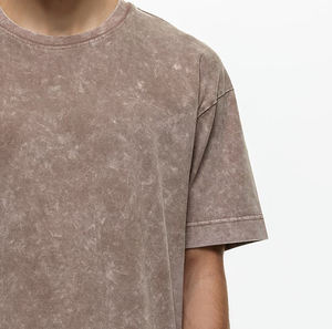 T-shirt Vintage Homme Streetwear Haute Qualité Délavé à l'Acide Coupe Oversize Grande Taille Front Uni 100% Coton Séchage Rapide Fitness Vente en Gros - Product Image 3