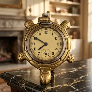 Reloj de Bolsillo Antiguo con Forma de Tortuga, Diseño Animal Vintage, Reloj de Mesa Metálico, Reloj Clásico Retro, Artículo Coleccionable, Regalo - Product Image 6