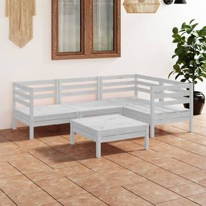 Conjunto Modular Mediano de Madera de Pino Sólida Blanca para Jardín, Muebles Modulares Cómodos para Espacios Exteriores - Product Image 1