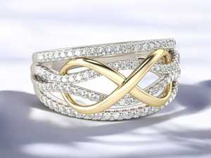 Two Tone Rose Gold Plated 925 <b>Silver</b> 0.75CT Pave Setting Infinity Knot <b>Wedding</b> Engagement <b>Ring</b> for <b>Women</b> - Product Image 3