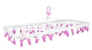50 Clip <b>Foldable</b> Rectangle Plastic <b>Clothes</b> <b>Drying</b> <b>Rack</b> With Pink Clips Hook Type For Laundry Room Durable Design - Product Image 3