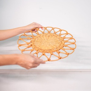 Woven Round Rattan Natural Handmade Table Placemat <b>Set</b> White Charger <b>Plates</b> - Product Image 4