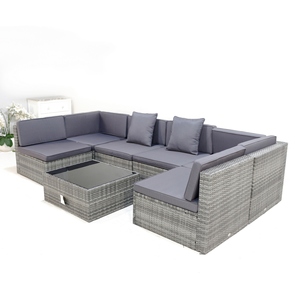 Ensemble de canapés de jardin modernes en plastique imperméable pour villa, parc, patio, trois places, modulaire, 4 coussins - Product Image 4
