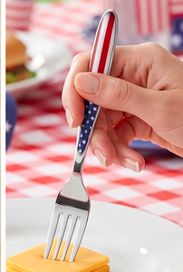 Tenedor de Acero Inoxidable con Diseño de Bandera Americana, Apto para Lavavajillas, Acabado Espejo, Ideal para Fiestas, Juego de Cubiertos - Product Image 3
