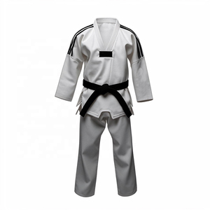 Uniforme de Taekwondo para Niños, 100% Algodón, Cinturón Blanco y Negro, Ajuste Regular, Conjunto de Ropa de Artes Marciales para Niños - Product Image 1
