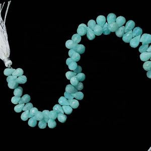 ลูกปัดพลอยอเมซอนทรงหยดน้ำตามธรรมชาติลูกปัดแบบเหลี่ยมเพชรพลอยทรงหยดน้ำหินบริโอลเลตต์สำหรับทำเครื่องประดับ - Product Image 1