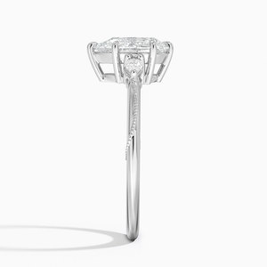 Bague BOJ 032 en argent 925, coupe poire, camélia, trois pierres, diamant 2 carats couleur D VVS1, moissanite certifiée GRA, prix bas, en solde - Product Image 3