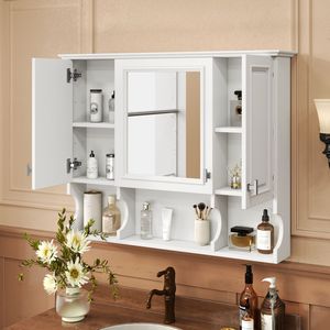 Armoire à pharmacie murale moderne 35 x 28 avec miroir et étagères ouvertes - Product Image 2