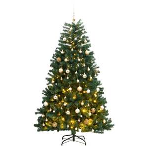 Árbol de Navidad Artificial Articulado de 70.9 Pulgadas con 300 Luces LED y Juego de Bolas, Adornos Elegantes para Árbol de Navidad - Product Image 1