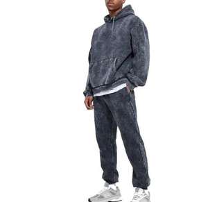 Sudadera de Alta Calidad Estilo Vintage con Efecto Desgastado por el Sol, Sin Cordones, con Bolsillo, Personalizable con Logotipo, Tejido Grueso, Lavado a la Piedra y al Ácido, de Fabricante - Product Image 1