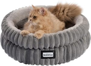 Cat Bed Kitten Bed, Washable Round Cat Bed for Indoor Cat, Super Soft Plush Faux Fur for Puppy and Kitten with Anti-Slip bottom - Product Image 6