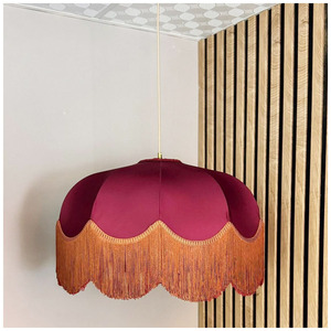 Lampe suspendue en tissu bohème moderne, en raphia naturel tissé, en forme de pétale festonné, lustre artisanal en forme de fleur, luminaire suspendu au plafond - Product Image 6