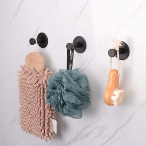 Crochets muraux en acier inoxydable noir au design attrayant pour serviettes de bain, à coller pour salle de bain - Product Image 1