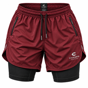 Shorts de course unisexes 2-en-1 avec doublure de compression, fermeture à cordon, en polyester, motif imprimé – Personnalisables pour le sport, la gym et l'entraînement - Product Image 3