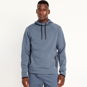 Sweat-shirt à capuche bleu pour homme, manches raglan, couleur unie, pull décontracté, respirant, en molleton français, coupe classique, pour l'automne - Product Image 1