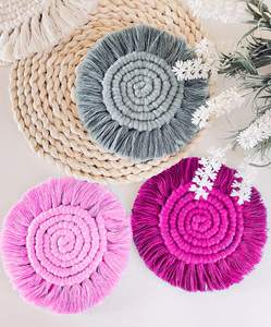 100% pure & Premium Quality Handmade Macrame <b>Coaster</b>, Eco-Friendly Cotton <b>Drink</b> <b>Coasters</b>, Woven <b>Coasters</b> for Coffee Table - Product Image 2