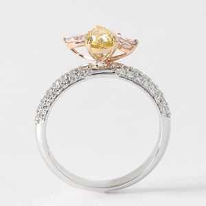 แหวนมอสซาไนต์ทรงหยดน้ำสีเหลืองแฟนซีประดับดอกไม้ สำหรับผู้หญิง เงินแท้ 925 ชุบโรเดียมสีเหลือง ของขวัญขอแต่งงานสำหรับเธอ - Product Image 4