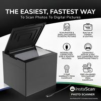 Scanner photo InstaScan, caméra 4K intégrée, scanne instantanément les photos 4x6 et 5x7, USB-C et USB-A, aucun pilote requis