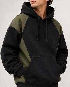 Sweat-shirt à capuche en molleton pour homme, color-block, manches raglan, coupe classique, décontracté, hiver, 100% coton tricoté, vente en gros ODM - Product Image 6