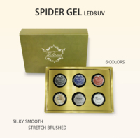 Nouveau Gel Araignée Matrices Amélioré avec Pinceaux Nail Art, 6 Couleurs, pour Designs Gel Araignée, Peinture et Gels de Traçage pour Lignes