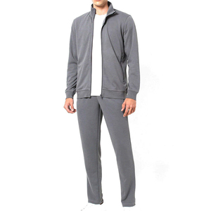 Custom Men's Light Grey Full <b>Zip</b> <b>Hooded</b> Tracksuit Premium Cotton Polyester Sweat Jacket and Jogger Pants - Product Image 6