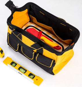 Sac à outils jaune et noir avec plusieurs poches et fermeture à glissière pour le rangement de l'équipement - Product Image 5