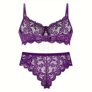 Ensemble de lingerie féminine moderne sans coussinets, deux pièces, sexy, soutien-gorge de sport et culotte en coton pour femmes, 100% coton - Product Image 4