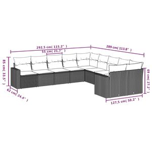 Ensemble de canapés de patio en polyrotin noir, 10 pièces, avec coussins, meubles d'extérieur élégants - Product Image 3