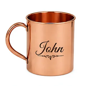 Taza de Cobre Puro Personalizada con el Nombre de John y Grabado Personalizado |   Taza para Beber Hecha a Mano de Cobre |   Taza de Regalo Premium - Product Image 1