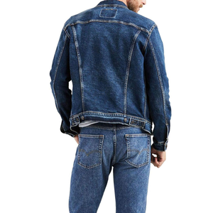 <b>Men</b> Denim <b>Jacket</b> Sherpa Lined Turn-down Collar Single Breasted Workwear Style Autumn Cotton Woven Regular Fit - Product Image 5