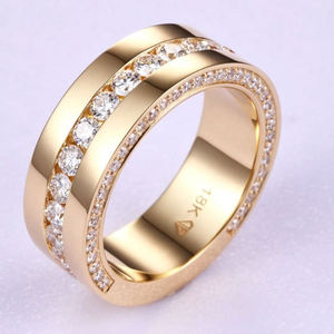 Anillo de Compromiso y Matrimonio para Mujer, Chapado en Oro Amarillo de 18K, con Diamante Natural, Corte Brillante Redondo, Color G, Certificado IGI - Product Image 2