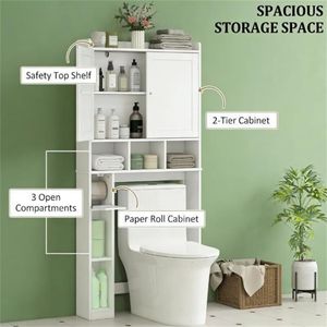 Armoire de rangement blanche pour salle de bain, étagères de toilette - Product Image 2